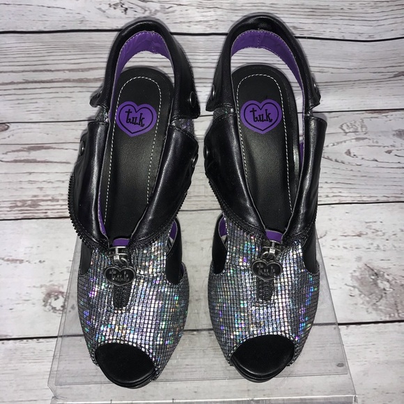 TUK Dazzle Moto Jacket Rocket Slingback High Heels - Picture 5 of 9